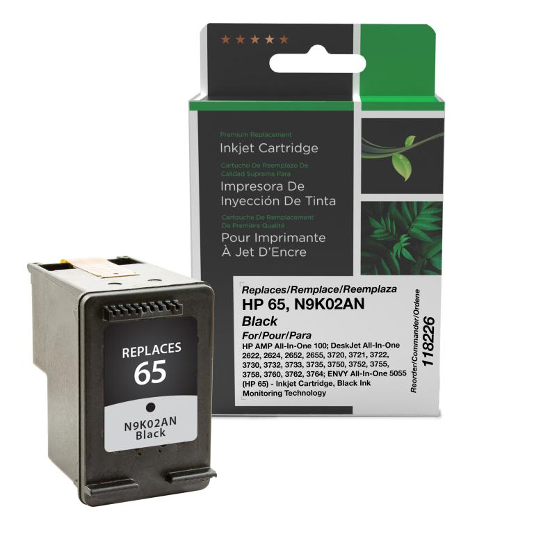 Black Ink Cartridge for HP N9K02AN (HP 65)